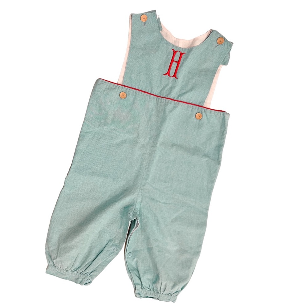Little English Monogrammed “H” Longall Romper